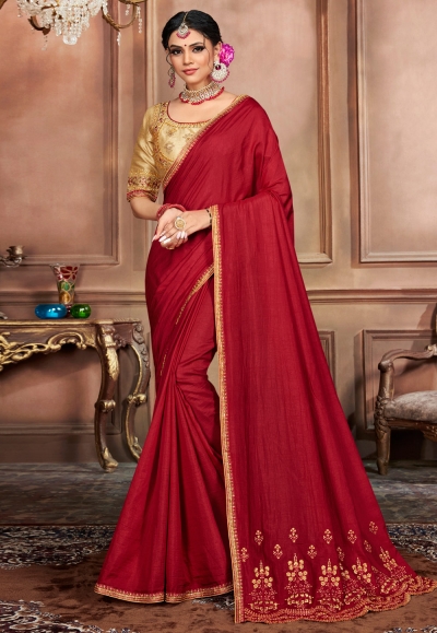 Maroon silk festival wear saree 1505