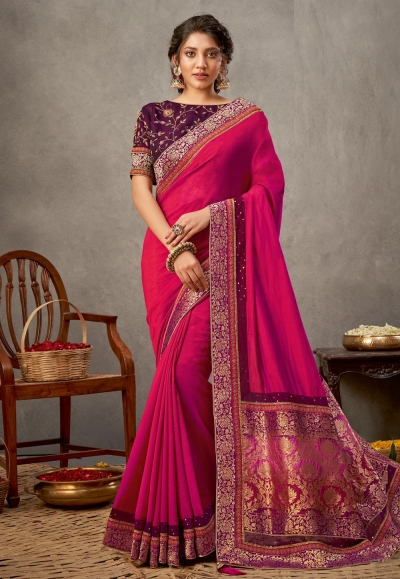 Pink silk festival wear saree 41508