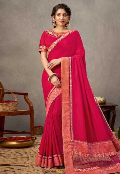 Pink silk saree with blouse 41515