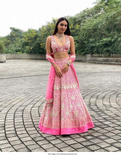 Bollywood Kiara Advani inspired Pink mirror work lehenga