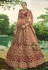 Maroon velvet embroidered bridal lehenga choli 5604