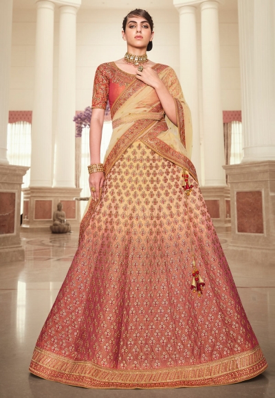 Rust silk embroidered lehenga choli 5184