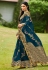 Blue organza saree with blouse 1009