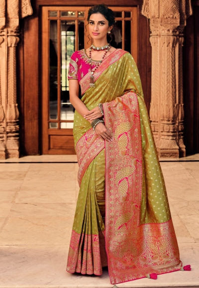Green silk festival wear saree 10134