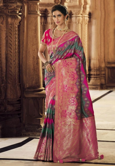 Magenta silk saree with blouse 10137