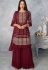maroon georgette embroidered sharara suit 8585
