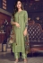 green art silk straight suit with jacquard printed dupatta 5005