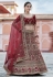 Maroon velvet embroidered bridal lehenga choli 8105