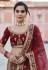 Maroon velvet embroidered bridal lehenga choli 8105