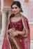 Maroon velvet embroidered bridal lehenga choli 8115