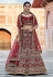 Maroon velvet embroidered bridal lehenga choli 8121