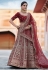 Maroon velvet embroidered bridal lehenga choli 8125