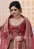 Maroon velvet embroidered bridal lehenga choli 8127