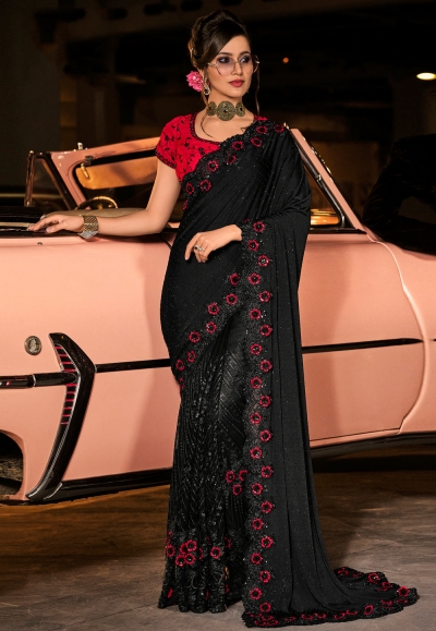 Black silk festival wear saree 6006