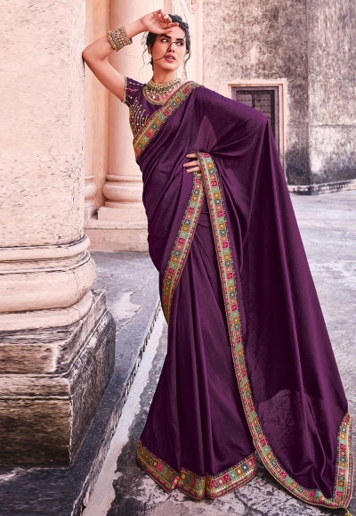 Purple organza festival wear saree 21002