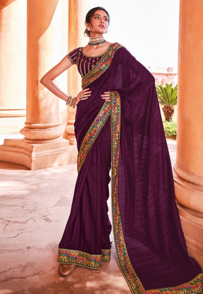 Purple organza saree with blouse 21007