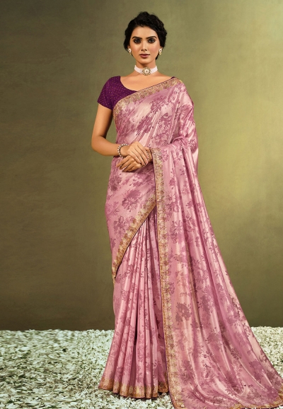 Pink tissue festival wear saree 21910