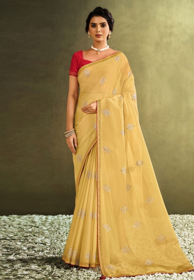 Yellow tissue saree with blouse 21911