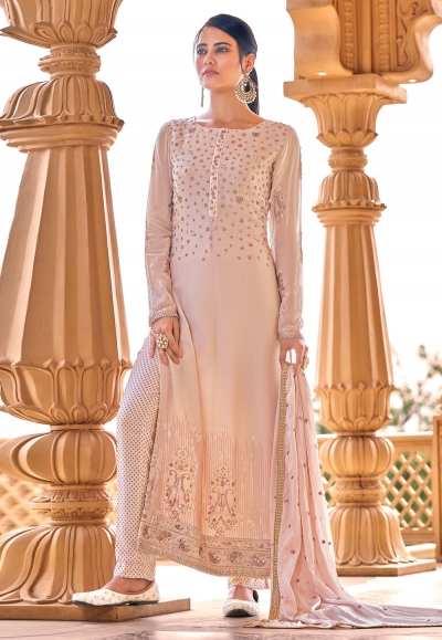 Light pink viscose georgette kameez with pant 10103