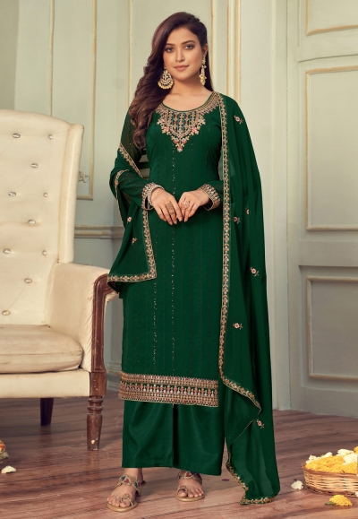 Wine Palazzo style Suit Faux Georgette main image 1