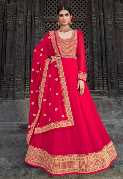 Magenta georgette abaya style anarkali suit 22304