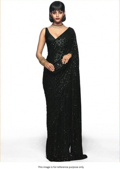 Bollywood Sabyasachi Inspired black georgette sequin saree