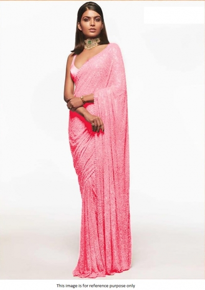 Bollywood Sabyasachi Inspired Rose georgette sequin saree