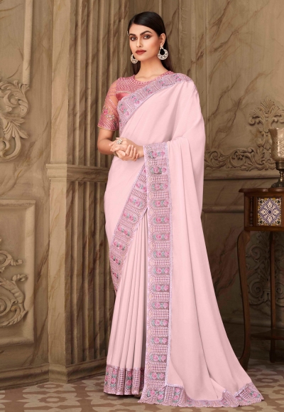 Pink silk festival wear saree 6304