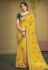 Yellow satin silk festival wear saree 141796