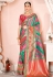 Sea green silk saree with blouse 13395