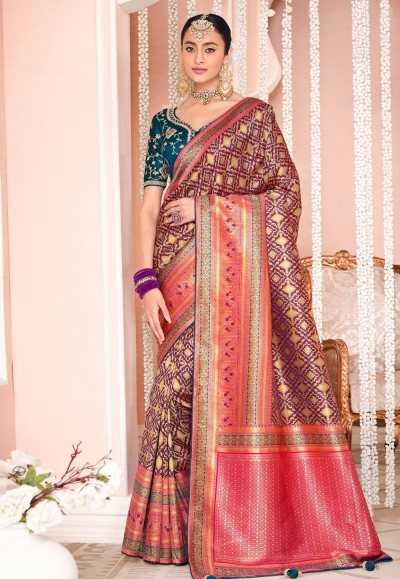Purple silk festival wear saree 13400