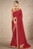Red satin silk festival wear saree 41905