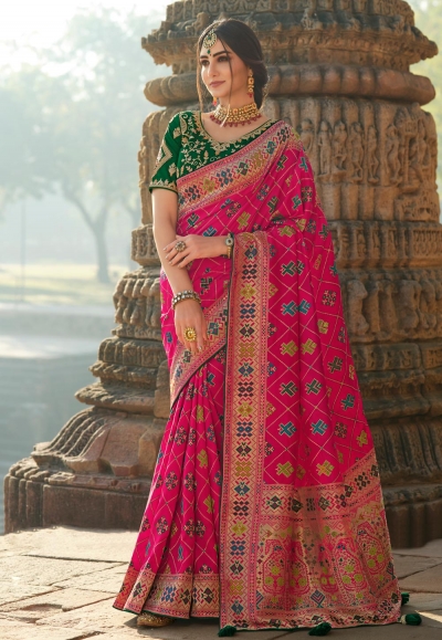 Magenta silk festival wear saree 13385
