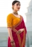 Magenta satin chiffon saree with blouse 1101