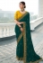 Teal satin chiffon saree with blouse 1103