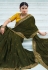 Camo green satin chiffon saree with blouse 1107