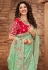 Sea green net saree with blouse 1604