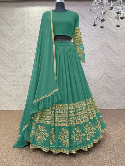 Bollywood Model Green georgette wedding lehenga