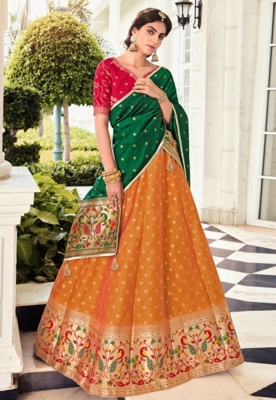 Mustard banarasi a line lehenga choli 4272