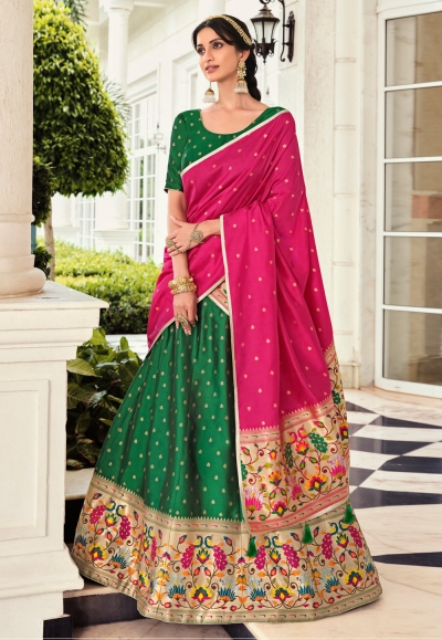 Green banarasi a line lehenga choli 4270