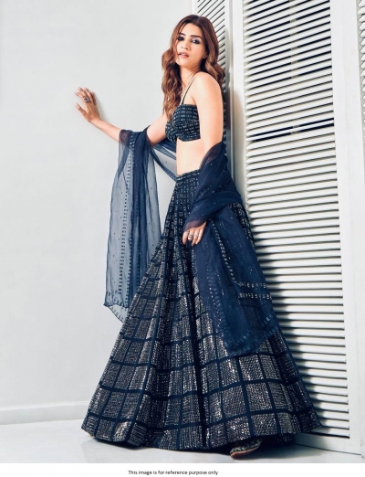 Bollywood Kriti Sanon Inspired blue sequins lehenga