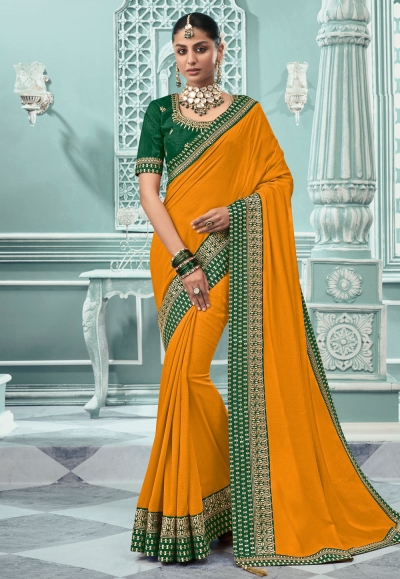 Mustard silk saree with blouse 3501