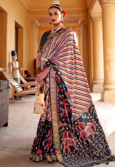 Black silk saree with blouse 340