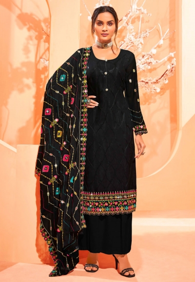 Navy blue georgette palazzo suit 842
