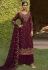 Wine georgette palazzo suit 786