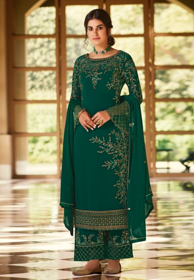 Green georgette kameez with palazzo 523