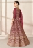 Maroon net embroidered long anarkali suit 9203