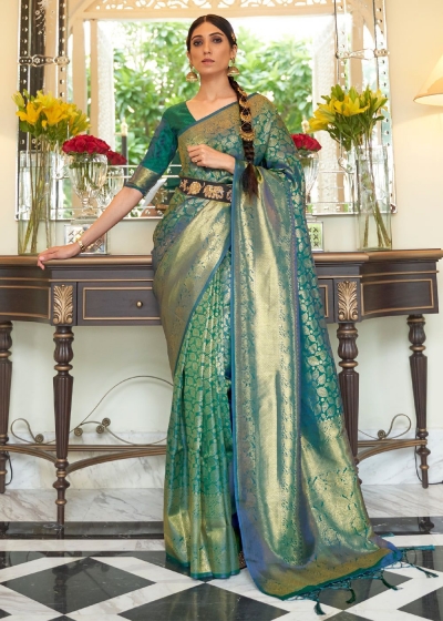 DEEP SEA GREEN KANJIVARAM SILK 204005