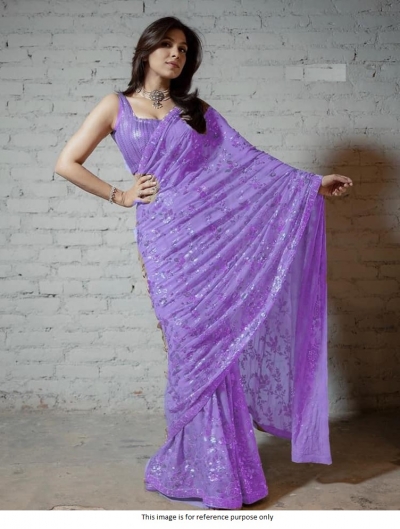 Bollywood Model Lavender color georgette sequins saree