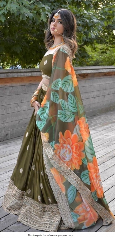 Bollywood Model Mehandi green Sabyasachi Inspired lehenga
